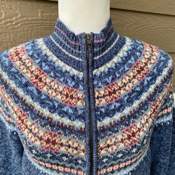 Tiara International Women's Fair Isle Nordic Zip Front Cardigan Sweater - Picture 10 of 15